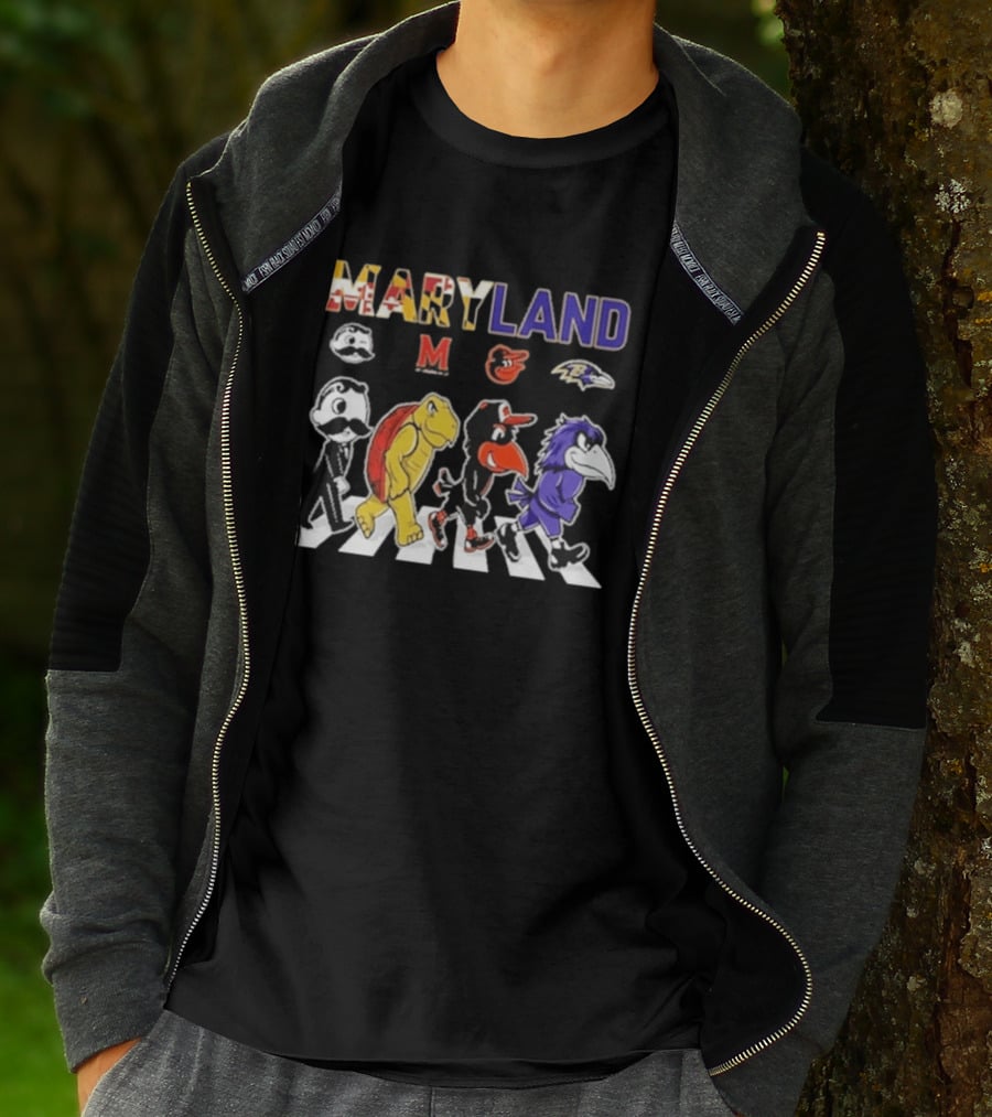 Maryland Sports Mascots Abbey Road Terrapin Oriole Raven Historical Sports Teams T-Shirt