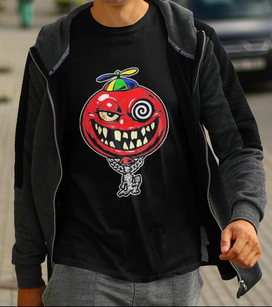 Insane Clown Posse Wakko The Kidd Bizerker 187 Spiral Eyed Grinning Face Balloon With Propeller Hat T-Shirt