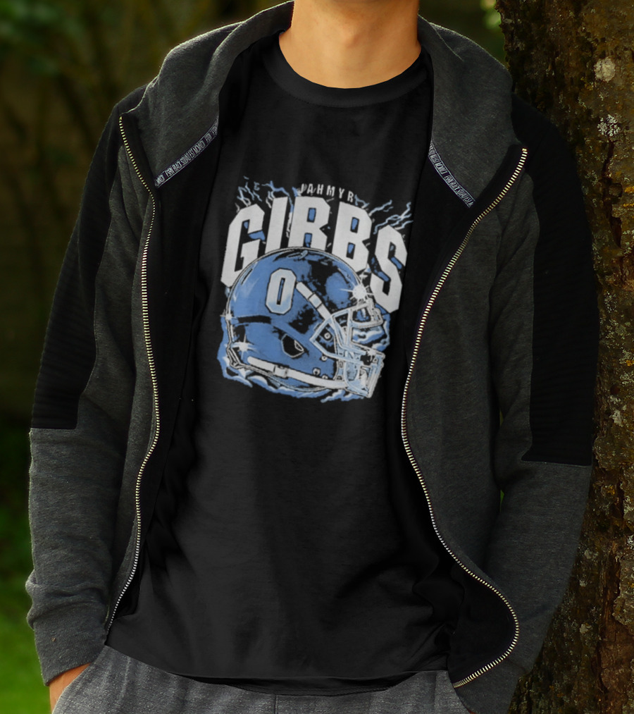 Jahmyr Gibbs Detroit Football Helmet Lions Number 0 T-Shirt