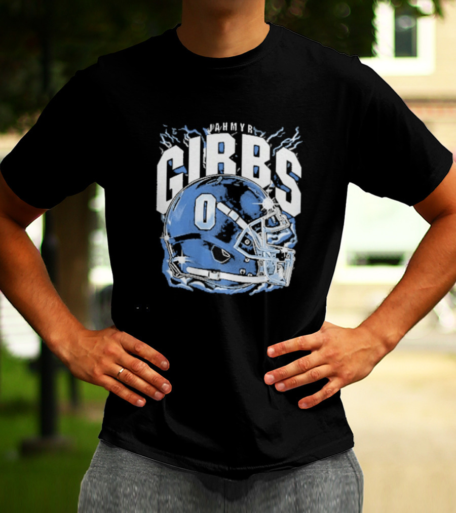 Jahmyr Gibbs Detroit Football Helmet Lions Number 0 T-Shirt