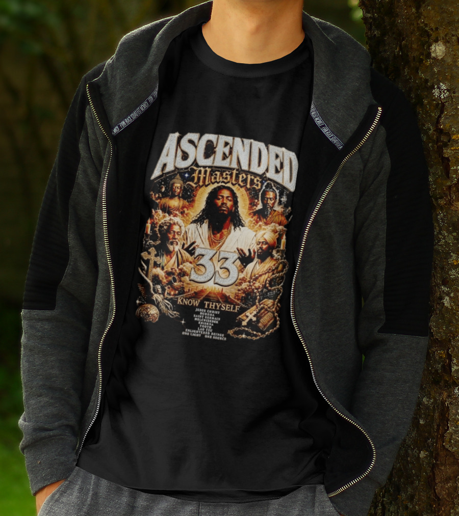 Ascended Masters 33 Jesus Christ Buddha Saint Germain Know Thyself Spiritual Enlightenment Vision T-Shirt