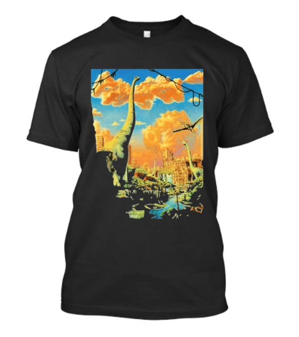 Phish Syracuse NY July 21 2026 St Joseph Health Amphitheatre Dinosaur Cityscape T-Shirt