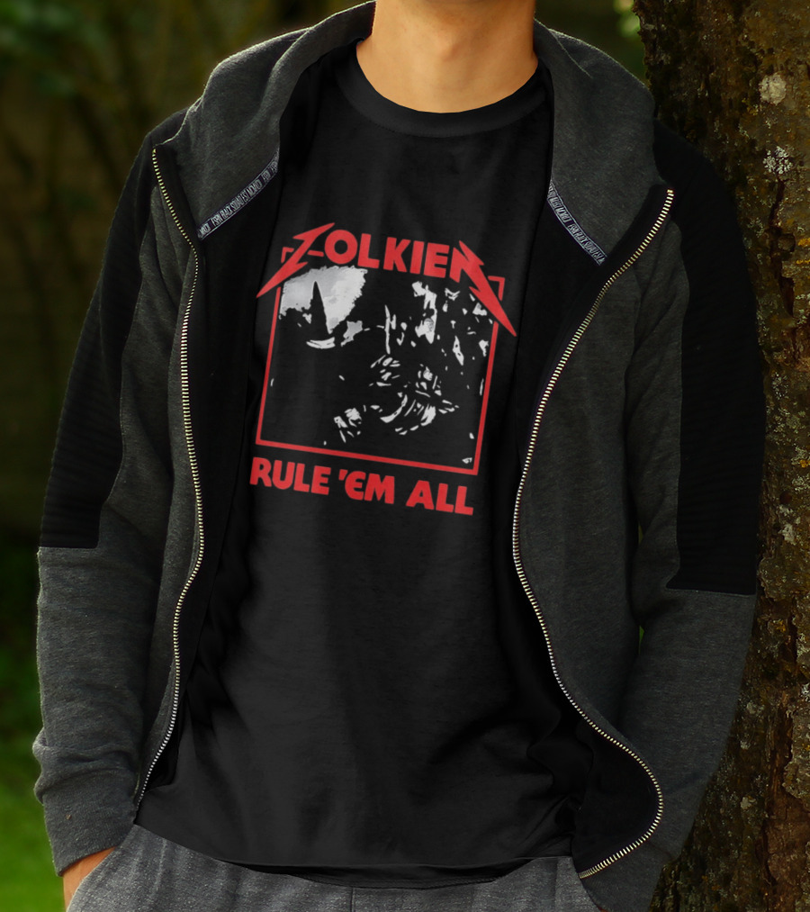 Tolkien Rule 'Em All Lord Of The Rings Metallica Mashup T-Shirt