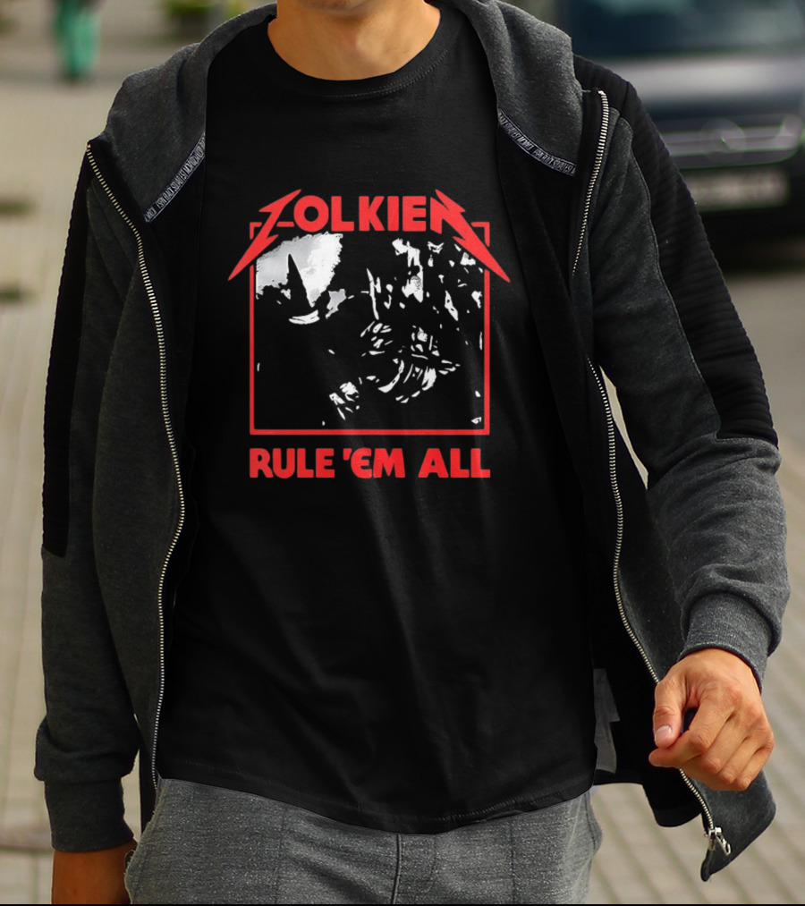 Tolkien Rule 'Em All Lord Of The Rings Metallica Mashup T-Shirt