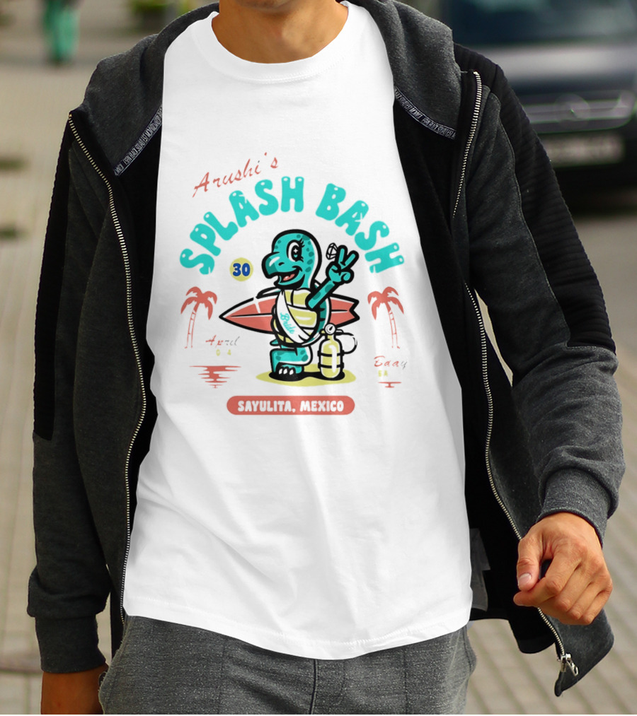 Arushi's Splash Bash Surfing Turtle 30th Birthday Sayulita Mexico T-Shirt
