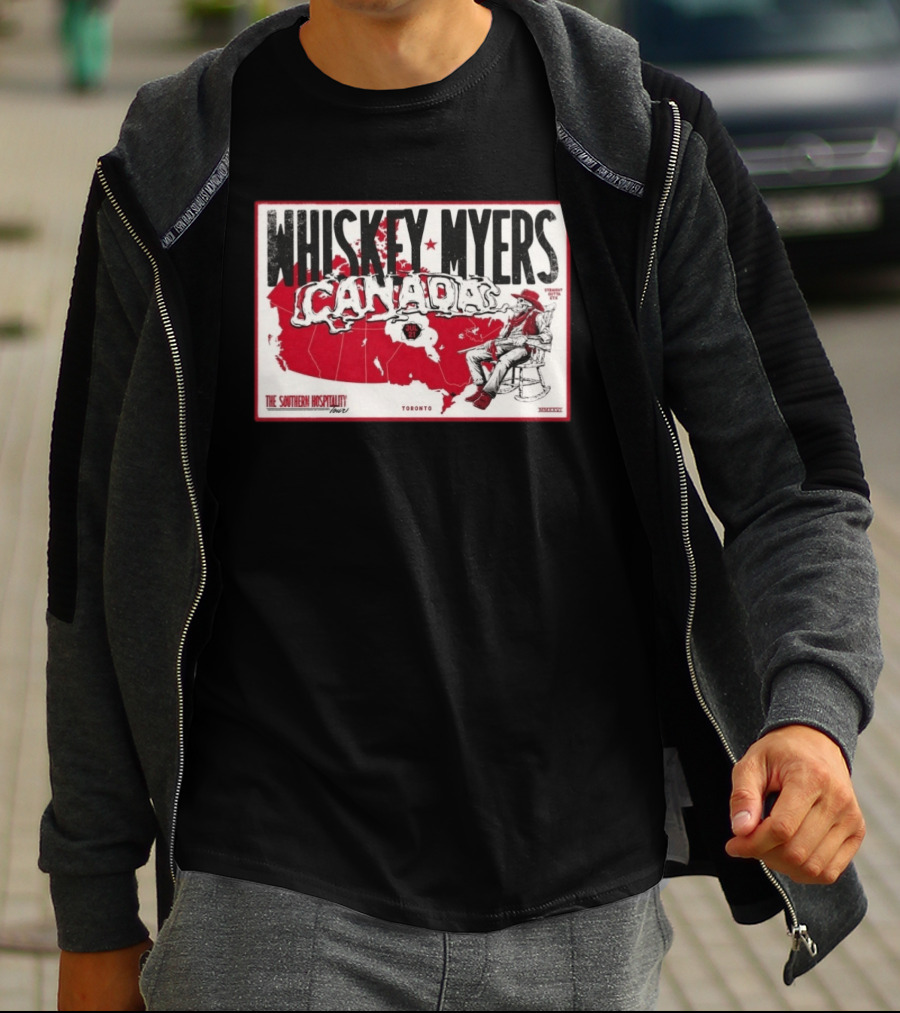 Whiskey Myers Canada Map Southern Hospitality Tour Toronto July 21 2026 Event T-Shirt