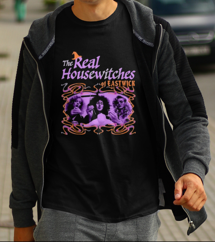 The Real Housewitches Of Eastwick Witchy Vibes Three Women Voodooing A Doll T-Shirt