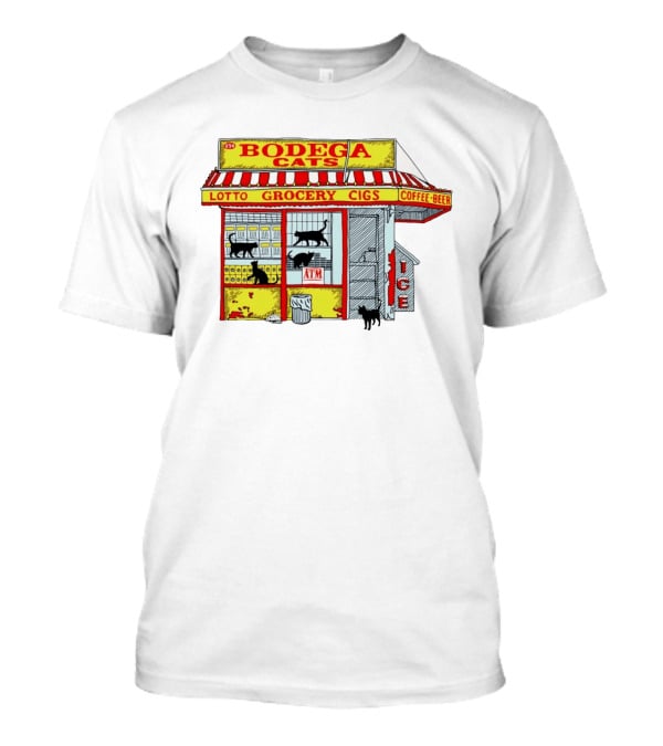 Bodega Cats Grocery Cigs Lotto Coffee Beer Ice ATM T-Shirt