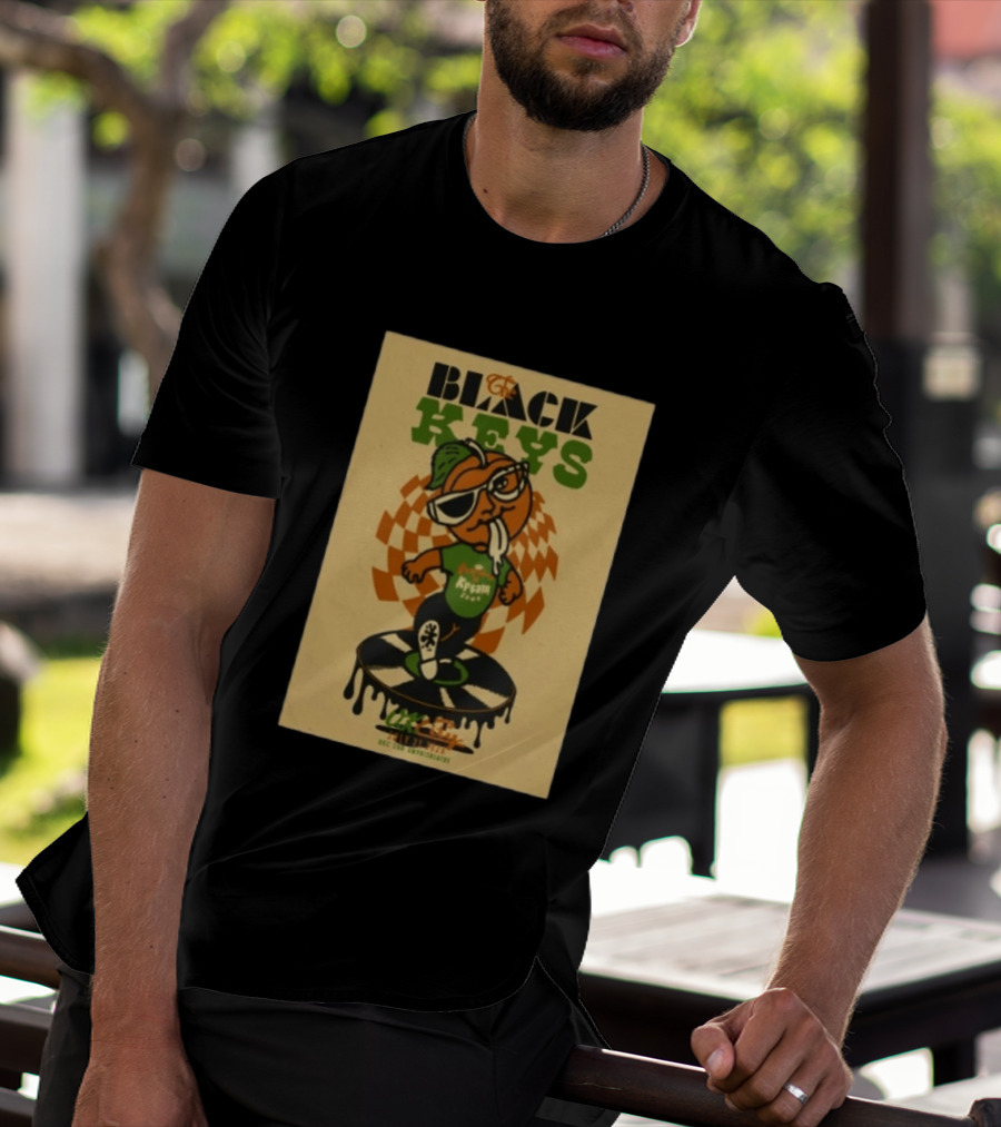 The Black Keys Oklahoma City OK July 21 2026 Checkered Record Orange Character Event T-Shirt