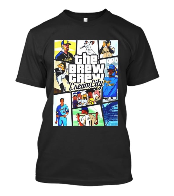 The Brew Crew Cream City Milwaukee Brewers Baseball Players Montage T-Shirt
