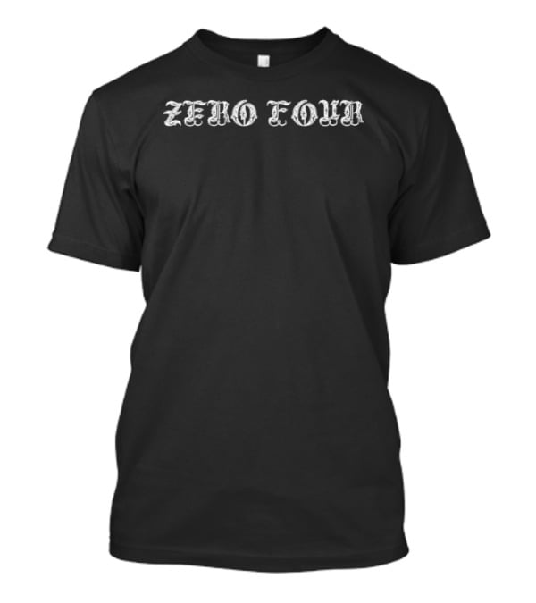 Zero Four Metallic Lettering Black Retro Gothic T-Shirt