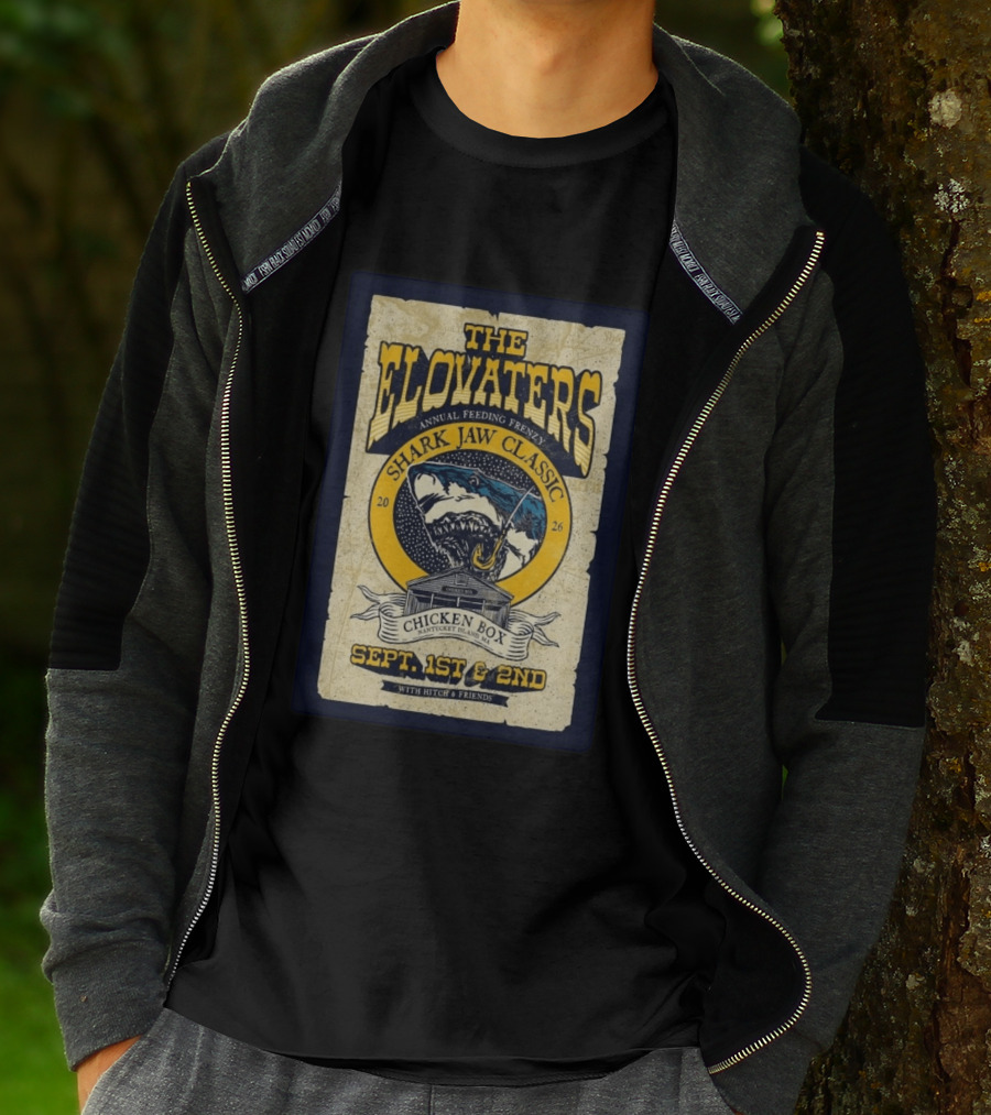 The Elovaters Annual Feeding Frenzy Shark Jaw Classic Nantucket Island MA Chicken Box Sept 1st 2nd 2026 T-Shirt