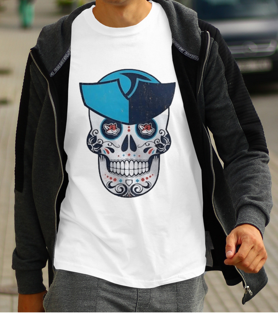 Day Of The Dead Skull Patriot Fox Sports Foxes Football T-Shirt