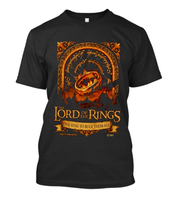 The Lord Of The Rings One Ring To Rule Them All Iconic Inscription And Flaming Ring T-Shirt