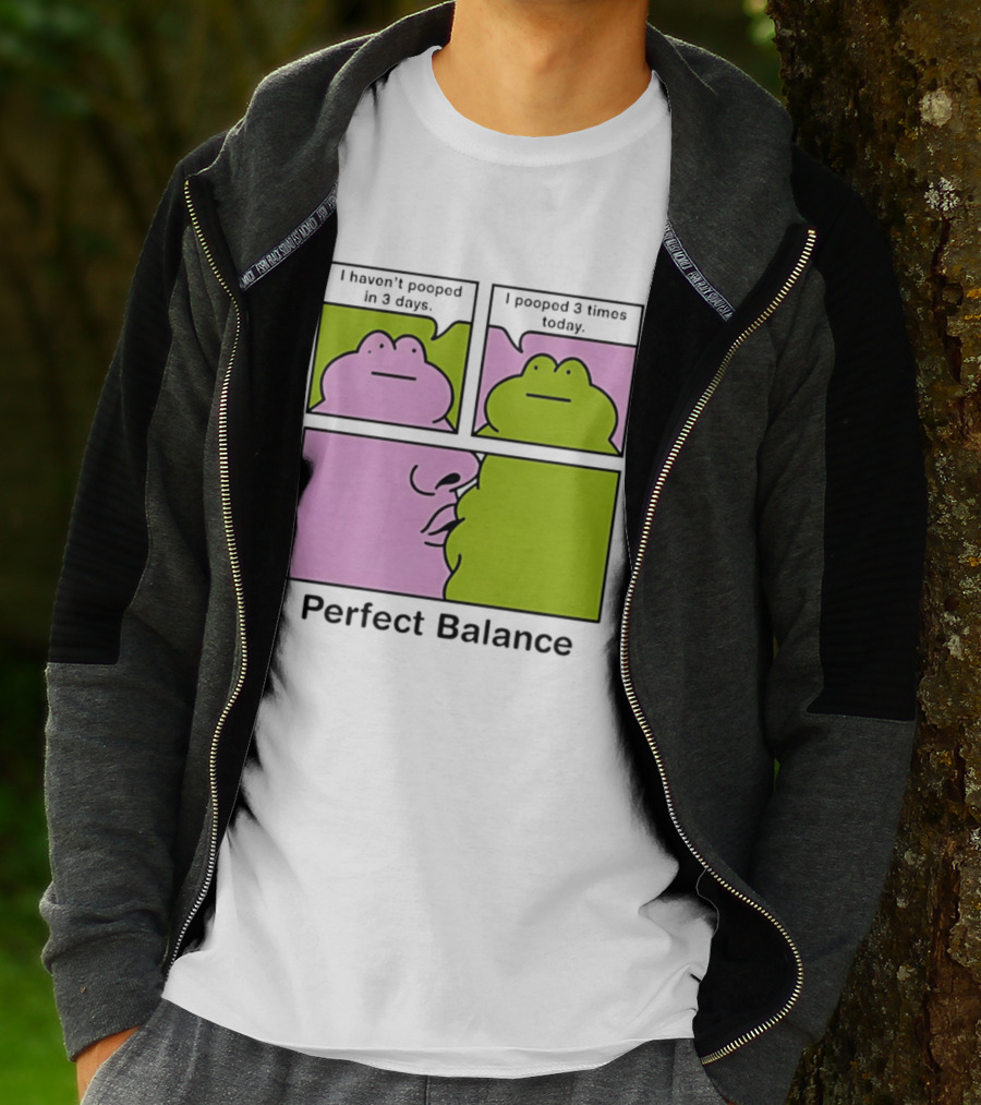 Perfect Balance Frog Meme I Haven't Pooped In 3 Days Pooped 3 Times Today T-Shirt