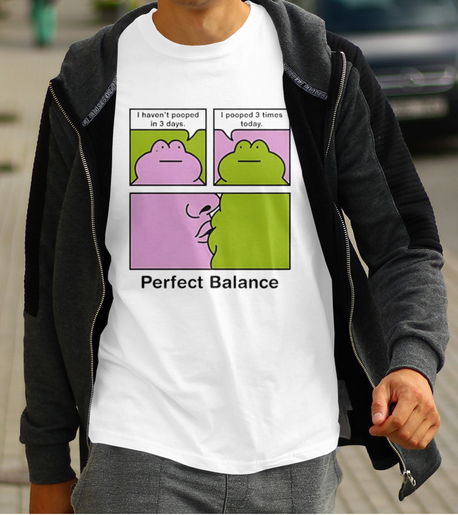 Perfect Balance Frog Meme I Haven't Pooped In 3 Days Pooped 3 Times Today T-Shirt
