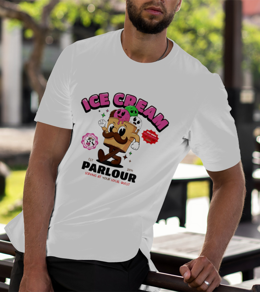 Ice Cream Parlour Est 2014 Serving At Your Local Quest Cartoon Characters Fun Scoop Club T-Shirt