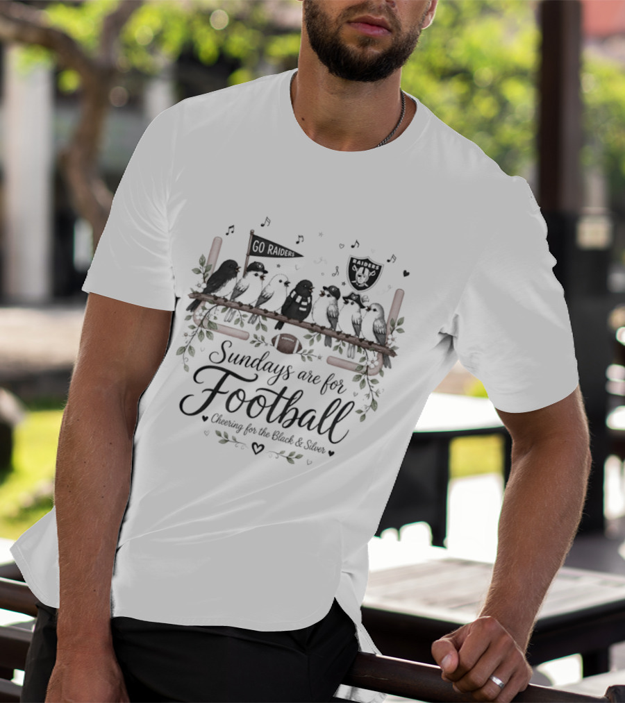 Las Vegas Raiders Sundays Are For Football Cheering For The Black And Silver Birds T-Shirt