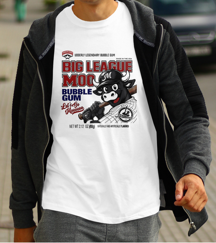 Milwaukee Milkmen Big League Moo Bubble Gum Udderly Legendary Made In USA T-Shirt