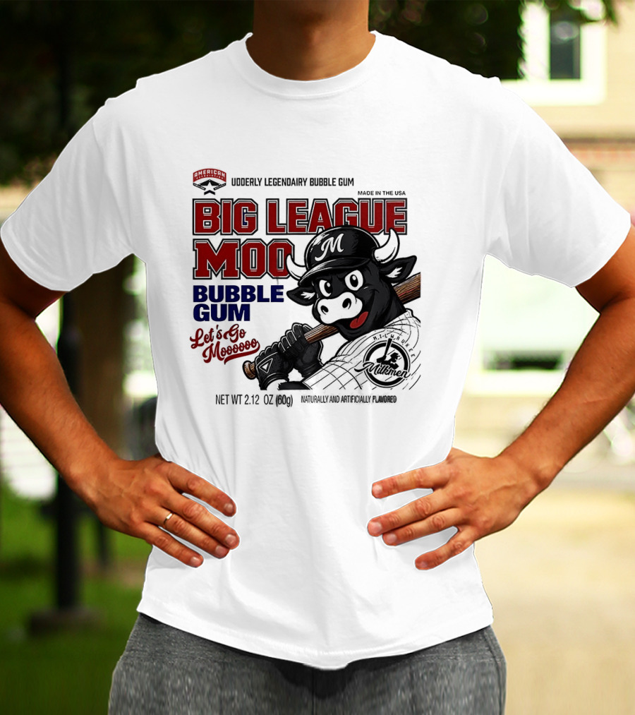 Milwaukee Milkmen Big League Moo Bubble Gum Udderly Legendary Made In USA T-Shirt