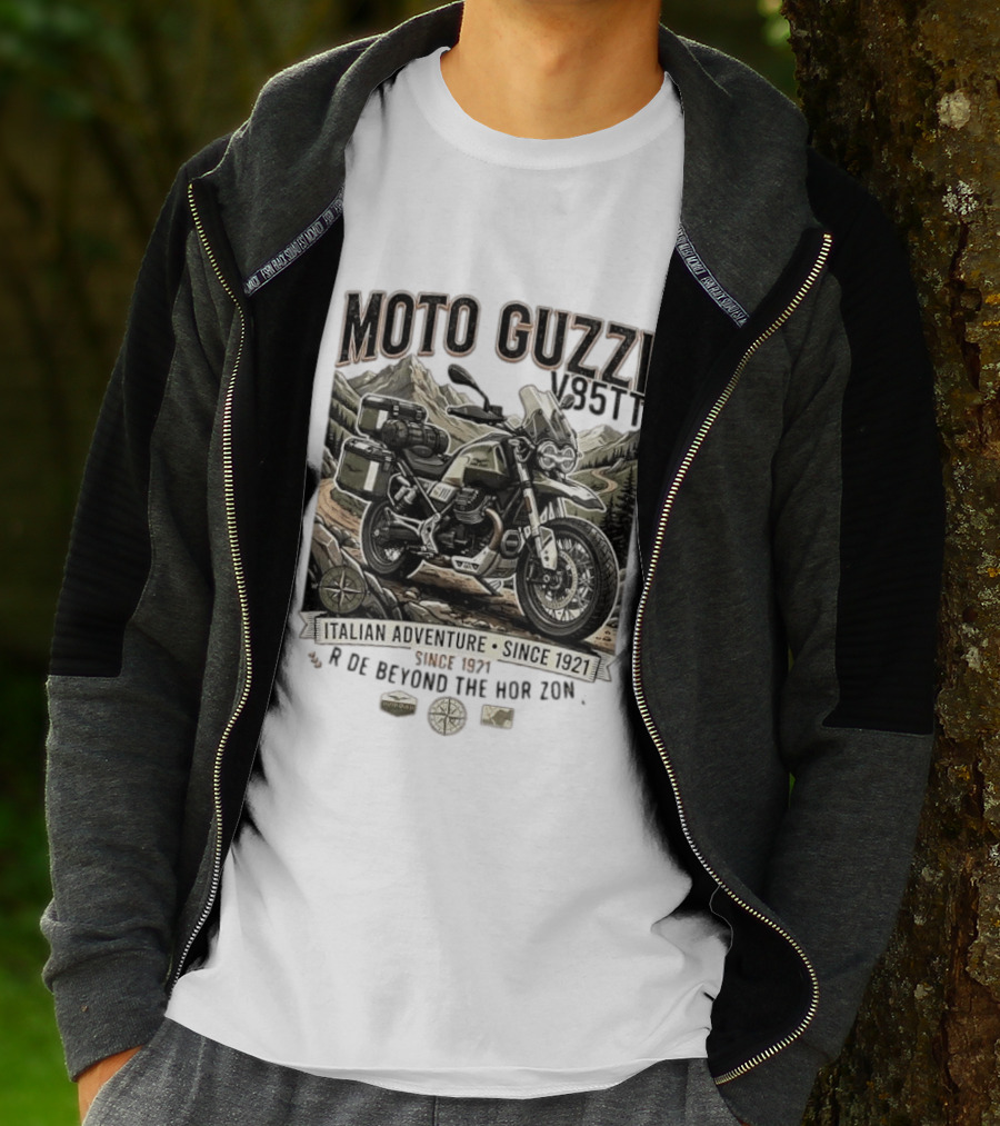 Moto Guzzi V85TT Italian Adventure Since 1921 Ride Beyond The Horizon T-Shirt