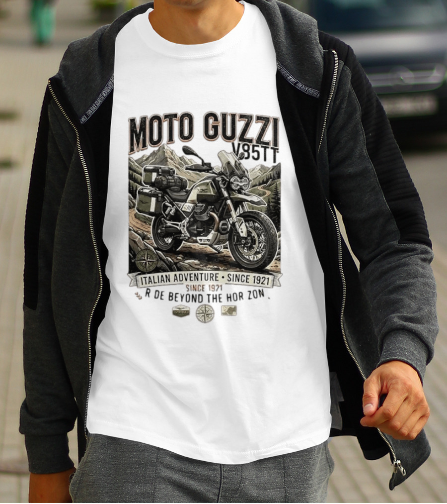 Moto Guzzi V85TT Italian Adventure Since 1921 Ride Beyond The Horizon T-Shirt