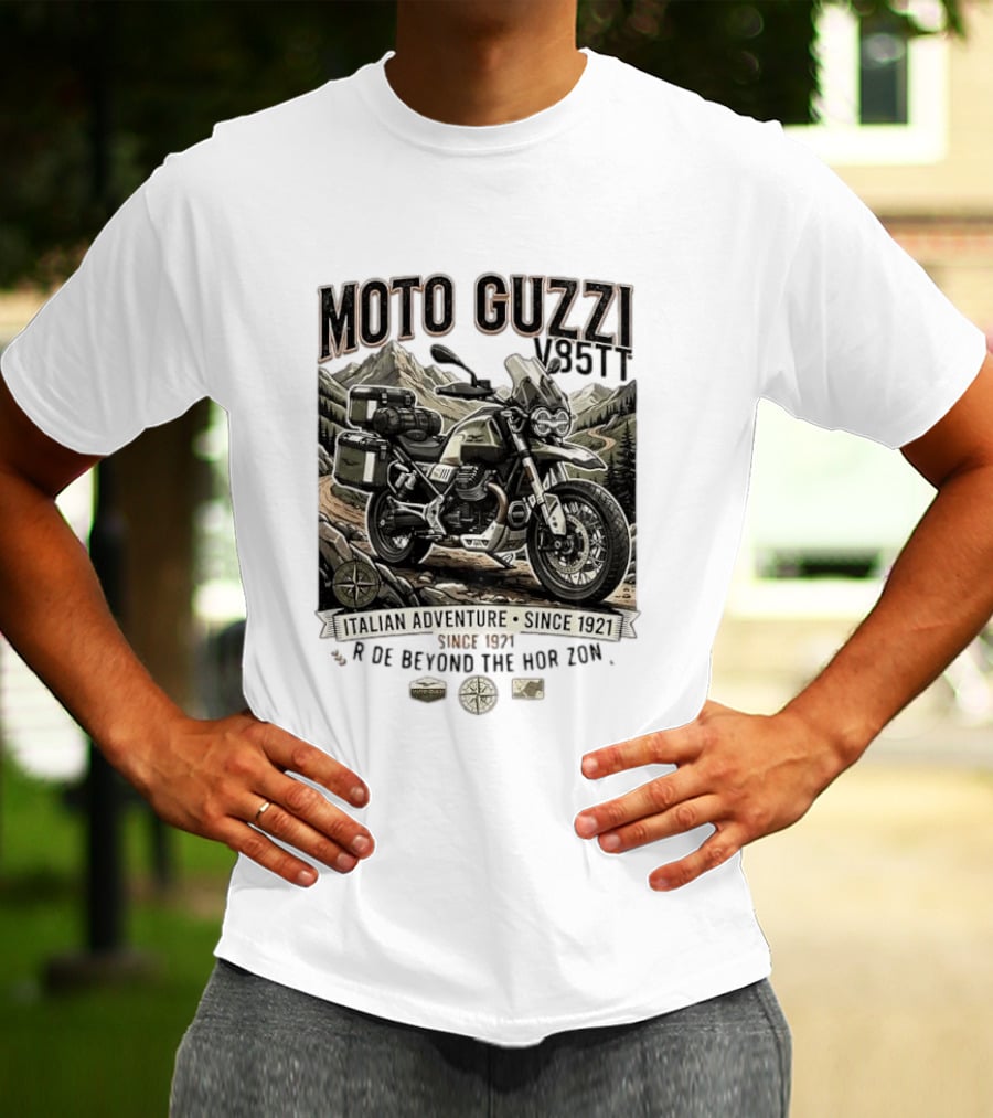 Moto Guzzi V85TT Italian Adventure Since 1921 Ride Beyond The Horizon T-Shirt