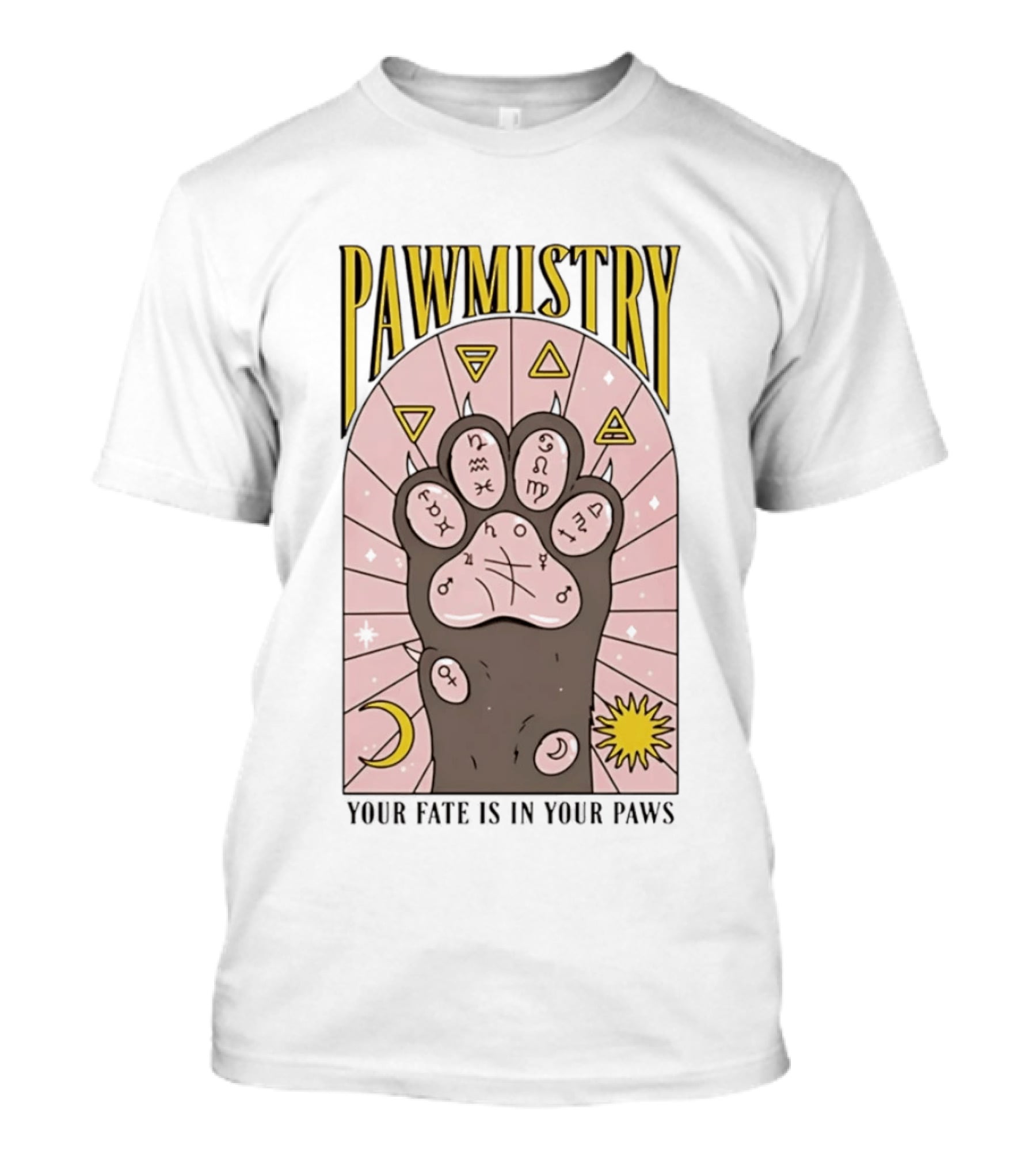 Pawmistry Astrology Cat Paw Your Fate Is In Your Paws Zodiac T-Shirt