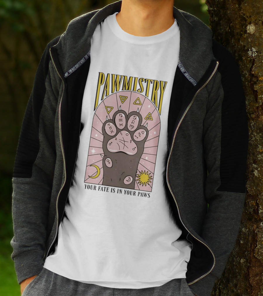 Pawmistry Astrology Cat Paw Your Fate Is In Your Paws Zodiac T-Shirt
