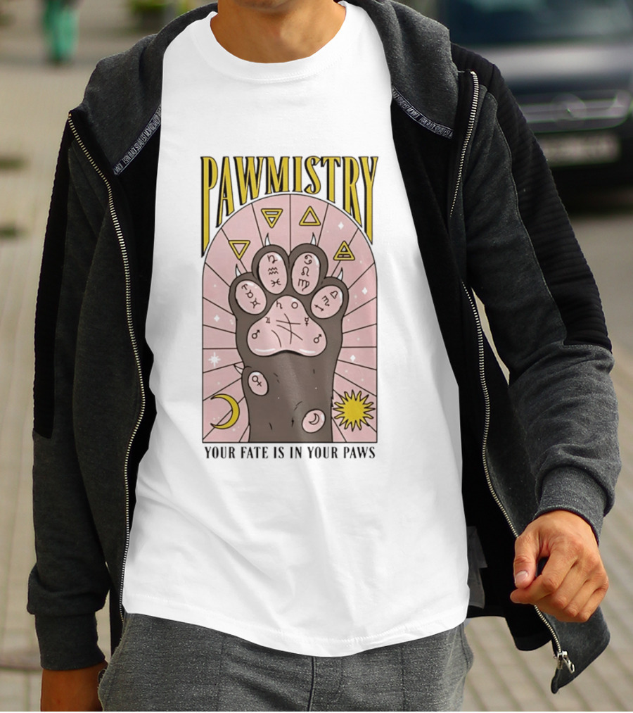 Pawmistry Astrology Cat Paw Your Fate Is In Your Paws Zodiac T-Shirt