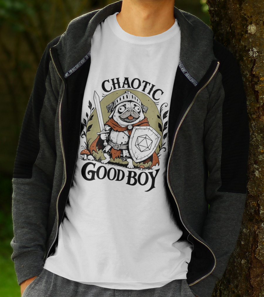 Chaotic Good Boy Pug Knight Dungeons And Dragons Adventure T-Shirt