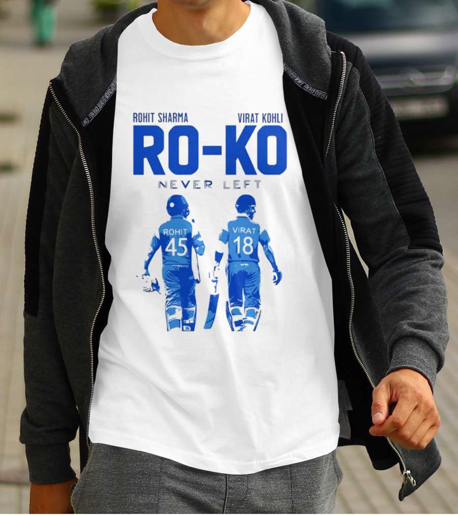 RO KO Rohit Sharma 45 Virat Kohli 18 Never Left T-Shirt