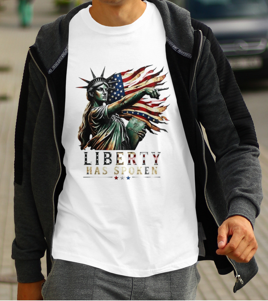 Sophia Cunningham Liberty Has Spoken Statue Of Liberty Pointing July Freedom Flag T-Shirt