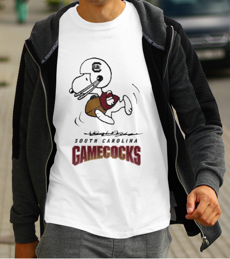 South Carolina Gamecocks Peanuts Snoopy Football T-Shirt