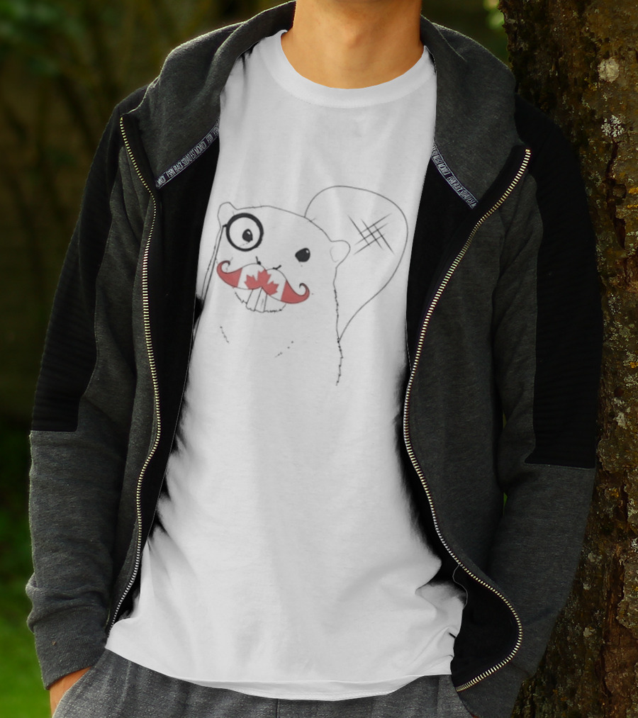The Dapper Canadian Beaver Mustache Art With Monocle T-Shirt
