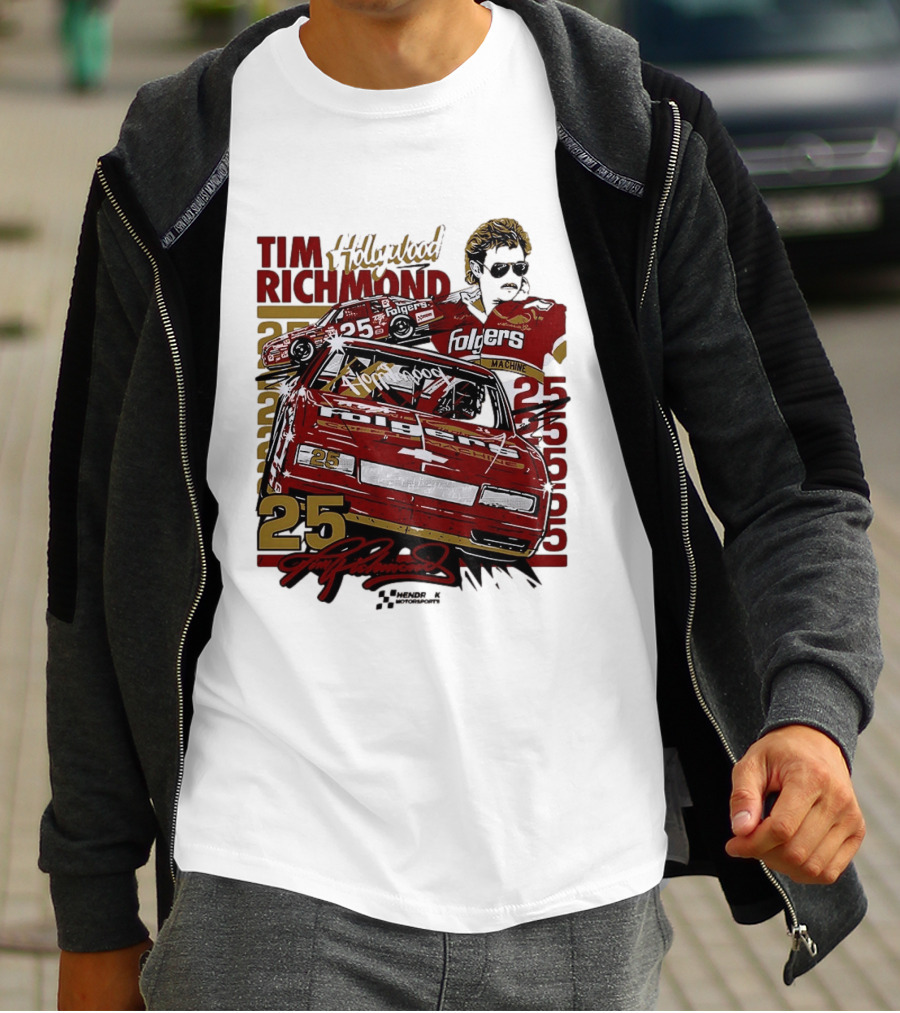 Tim Richmond Hollywood 25 Hendrick Motorsports Folgers NASCAR Racing T-Shirt