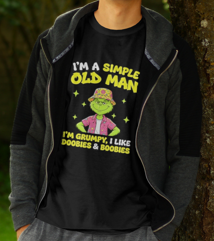 I'm A Simple Old Man Grumpy I Like Boobies Hawaiian Hat T-Shirt