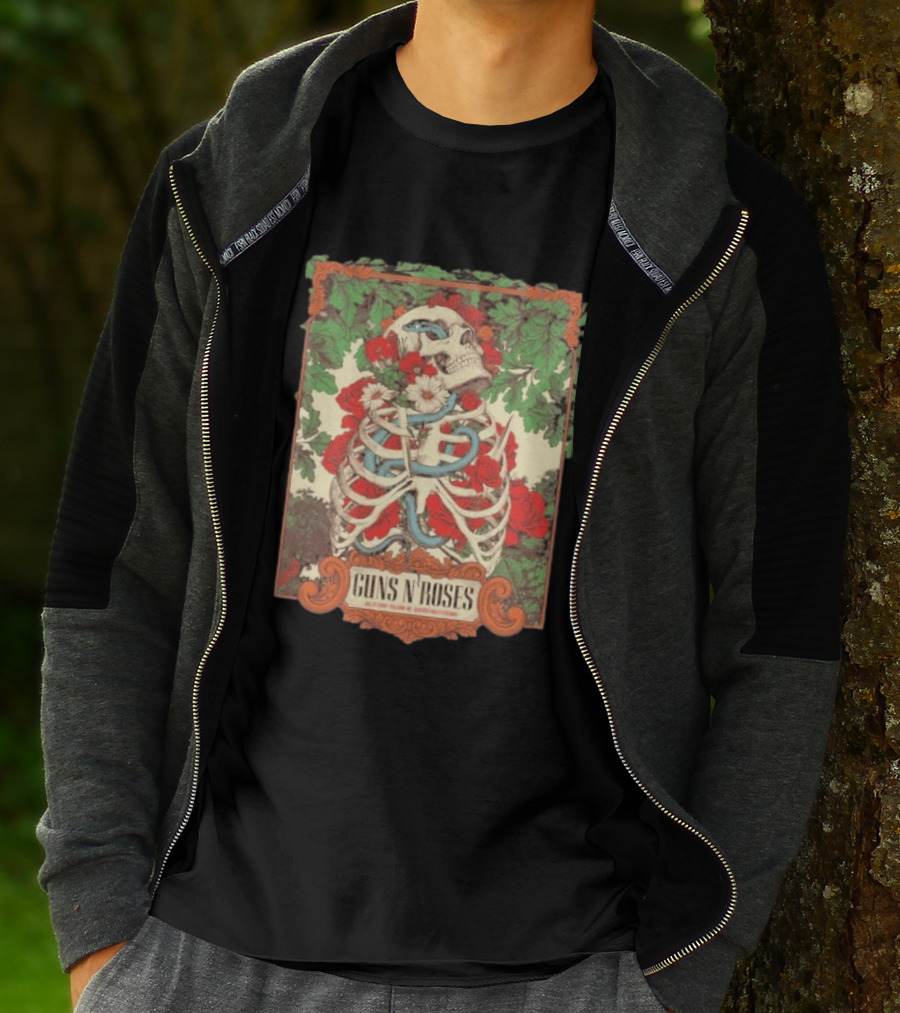Guns N Roses Raleigh North Carolina 2026 Event Carter Finley Stadium July 23 Skeleton Roses T-Shirt