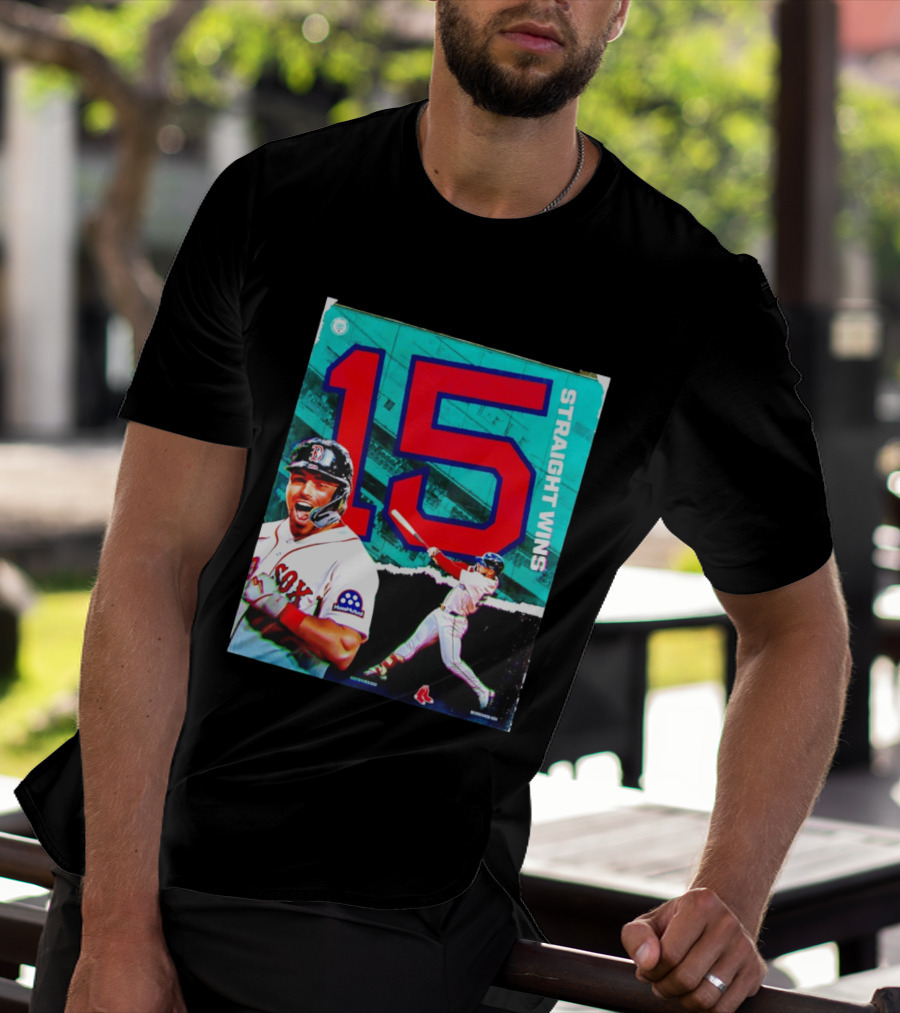 Boston Red Sox 15 Straight Wins Moose Mutual Collaboration T-Shirt