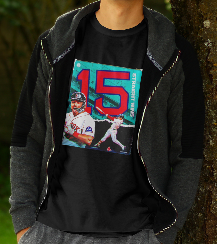 Boston Red Sox 15 Straight Wins Moose Mutual Collaboration T-Shirt