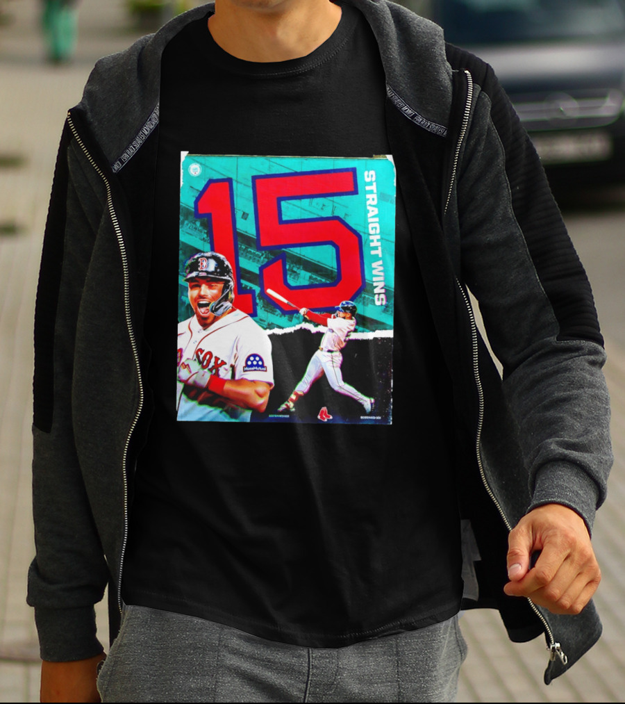 Boston Red Sox 15 Straight Wins Moose Mutual Collaboration T-Shirt