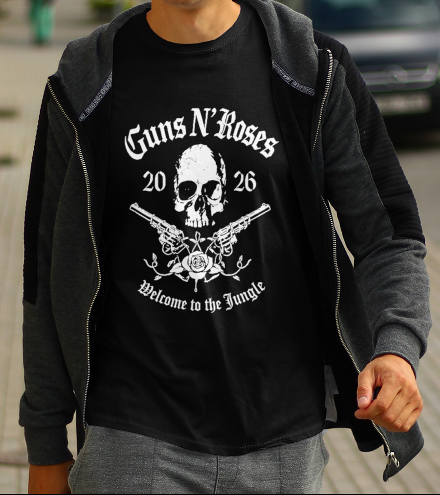Guns N Roses 2026 Welcome To The Jungle Skull Pistols T-Shirt