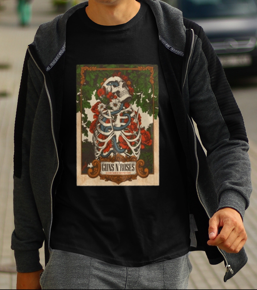 Guns N' Roses Skeleton Roses Raleigh NC 7 23 2026 T-Shirt