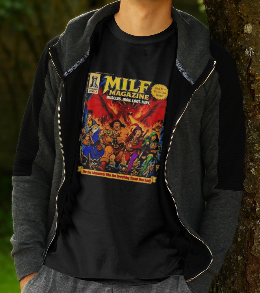Heckhaus Comics Milf Magazine Muscles Iron Loot Fury The Tactical Retreat T-Shirt