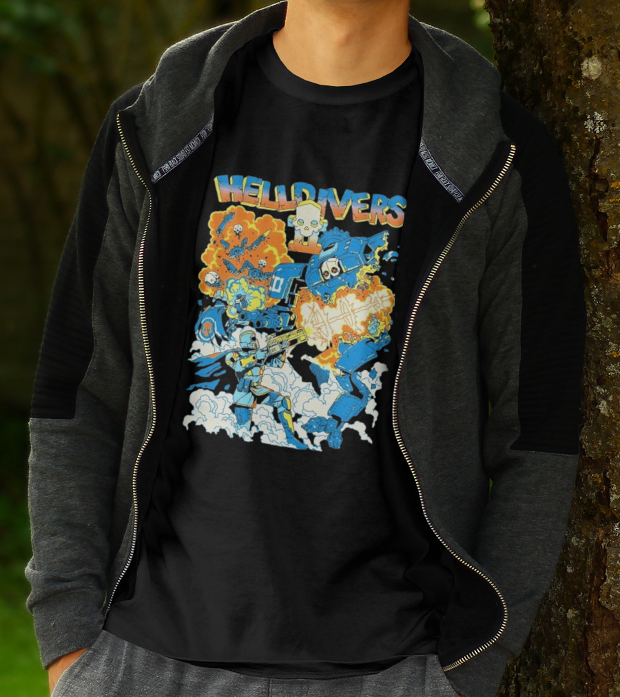 Helldivers 2 Explosive Battle Remember Outpost 32 Retro Skull Warfare T-Shirt