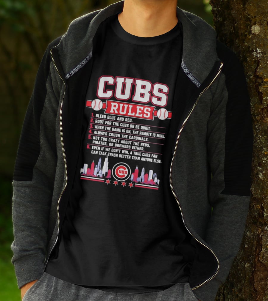 Cubs Rules Chicago Skyline Baseball Fan Apparel MLB Chicago Cubs T-Shirt