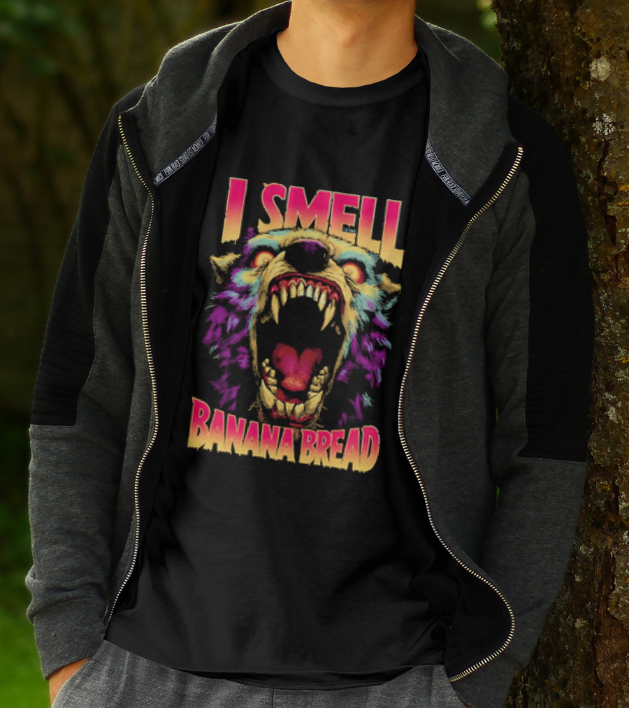 Hungry Werewolf I Smell Banana Bread Colorful Roaring Beast T-Shirt