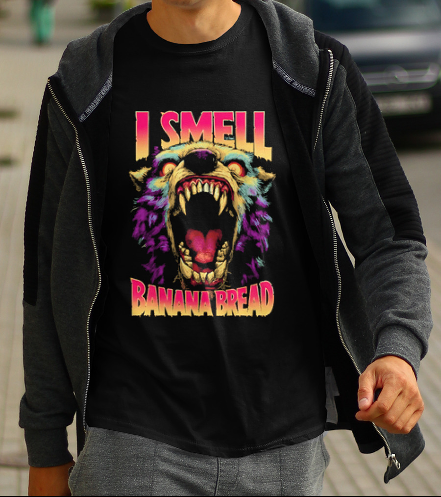 Hungry Werewolf I Smell Banana Bread Colorful Roaring Beast T-Shirt