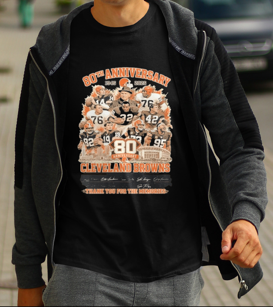 Cleveland Browns 80th Anniversary 1946 2026 Thank You For The Memories T-Shirt