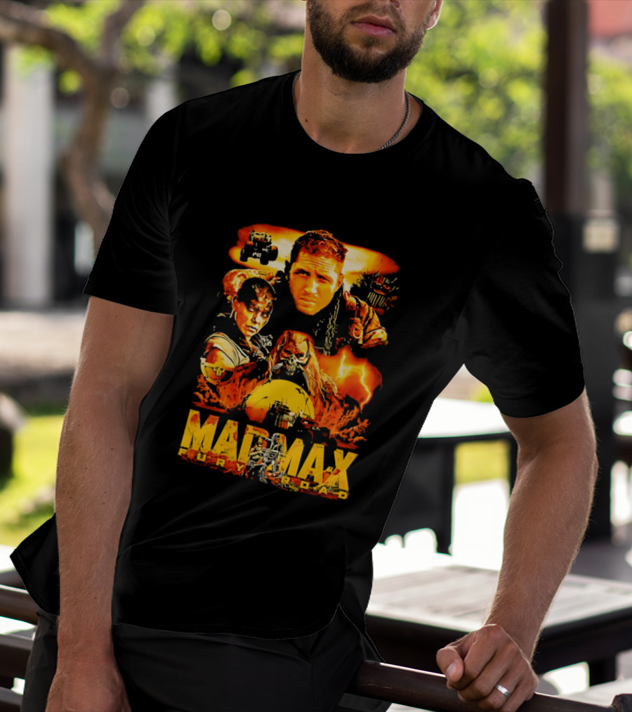 Mad Max Fury Road Characters Illustrated In Bold Orange Tones T-Shirt